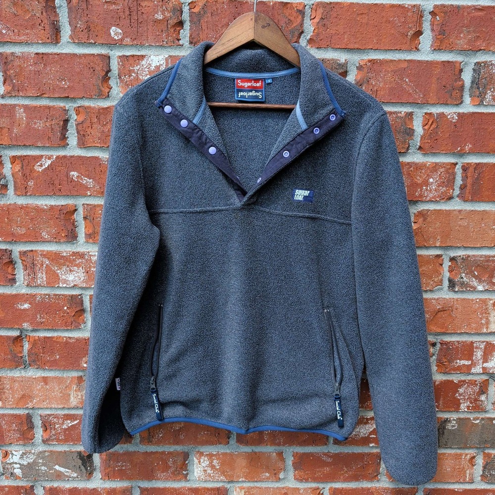 Sugarloaf Social Club Fleece Pullover Men Small Grey Snap Mock Neck Gorpcore